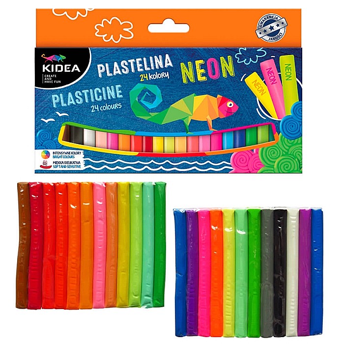DE PLASTILINA 200GR 24 CULORI KIDEA NEON PMIX24KA [4]
