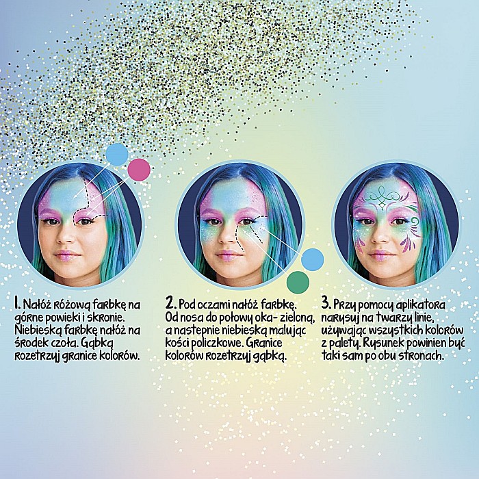 DE SET PICTURA PE FATA CU APLICATOR SI BURETE 4 CULORI GLITTER KIDEA FDTBKA [3]