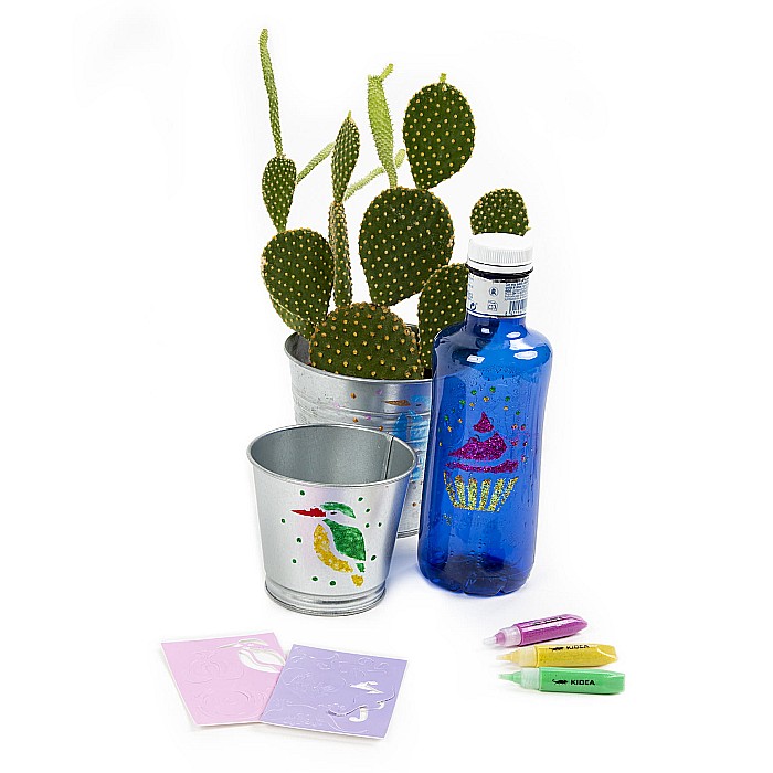 DE MARKERE CU VOPSEA ACRILICA 10 CULORI GLITTER + SABLOANE KIDEA MAB10KSKA [3]