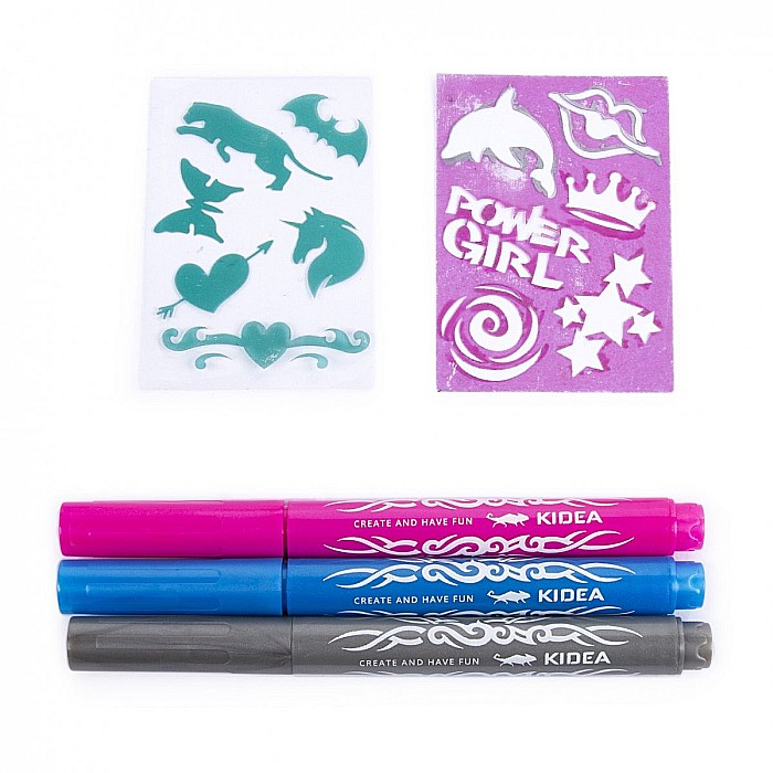 DE SET PICTURA PE FATA 3 CULORI GLITTER + 12 SABLOANE KIDEA MTSKA [3]