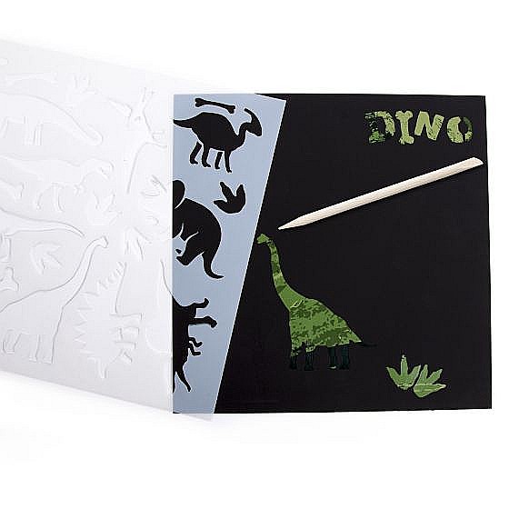 DE CARTE DE COLORAT SCRATCH ART BOOK 3 COLI + SABLON DINOZAURI KIDEA KWSBKA [2]