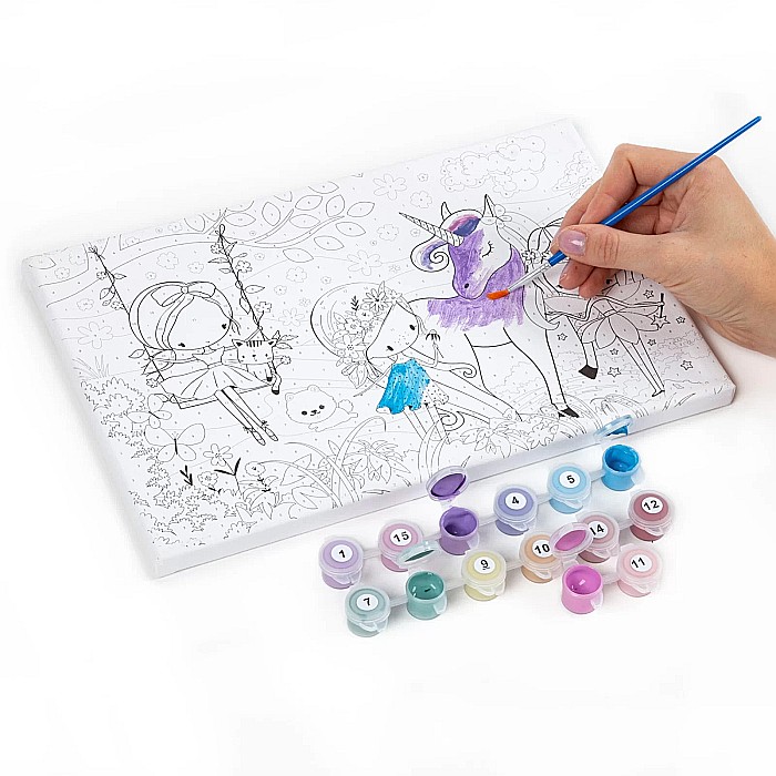 DE SET PICTURA PE NUMERE ZANE 30*27CM, 12 CULORI + PENSULA KIDEA OMNWKA [2]