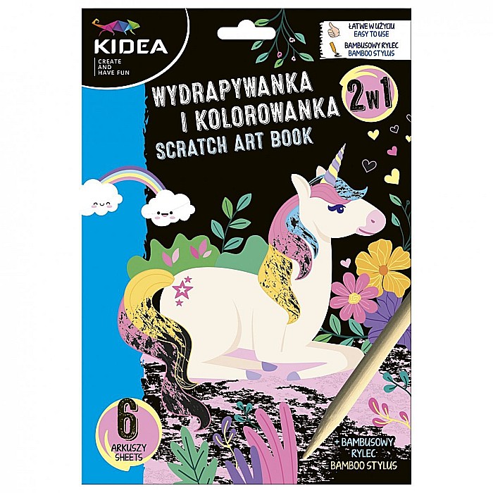 DE CARTE DE COLORAT SCRATCH ART BOOK 6 COLI UNICORN KIDEA WKBKA [1]
