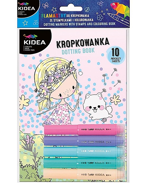 DE CARTE COLORAT PE PUNCTE ZANE + 5 MARKERE PASTEL CU STAMPILA KIDEA ZFMKSKWKA [1]