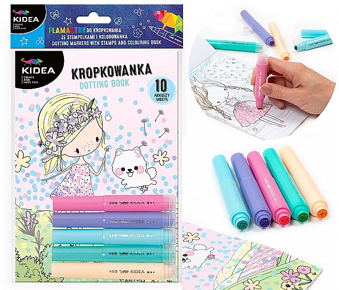 DE CARTE COLORAT PE PUNCTE ZANE + 5 MARKERE PASTEL CU STAMPILA KIDEA ZFMKSKWKA [2]