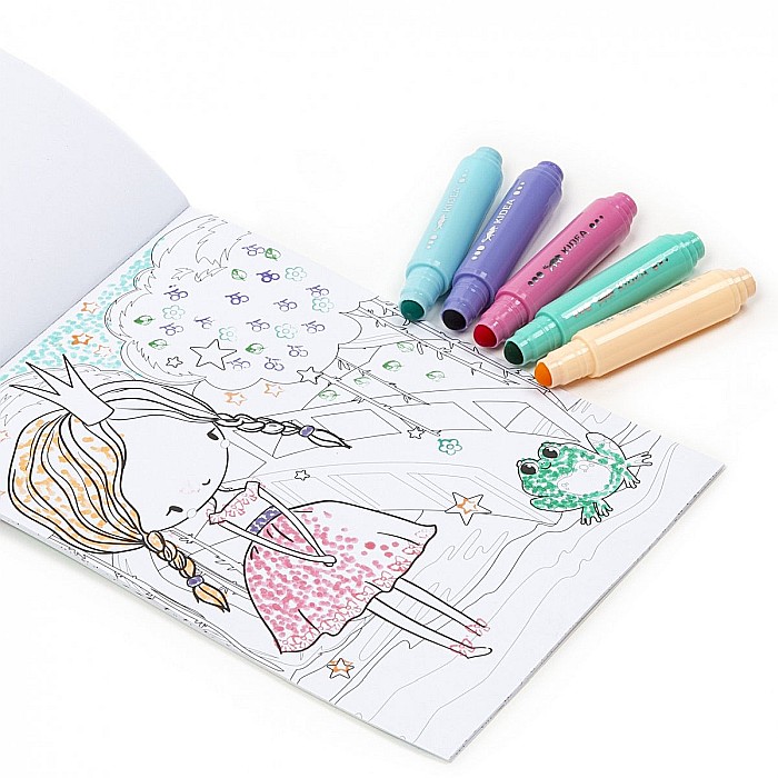 DE CARTE COLORAT PE PUNCTE ZANE + 5 MARKERE PASTEL CU STAMPILA KIDEA ZFMKSKWKA [5]