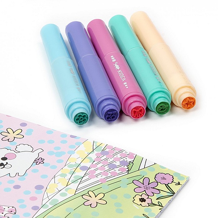 DE CARTE COLORAT PE PUNCTE ZANE + 5 MARKERE PASTEL CU STAMPILA KIDEA ZFMKSKWKA [6]