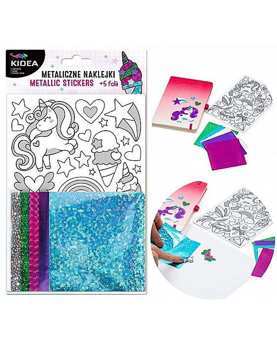 DE SET CREATIV CU STICKERE SI FOLII COLORATE METALIZATE UNICORN KIDEA MNZKUKA [2]