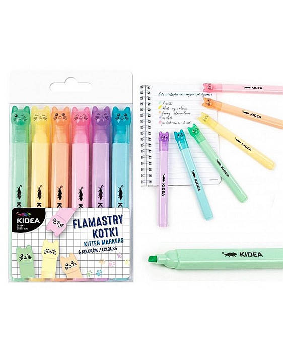 DE TEXTMARKER PISICI 6/SET CULORI PASTEL KIDEA FK6KKA [2]