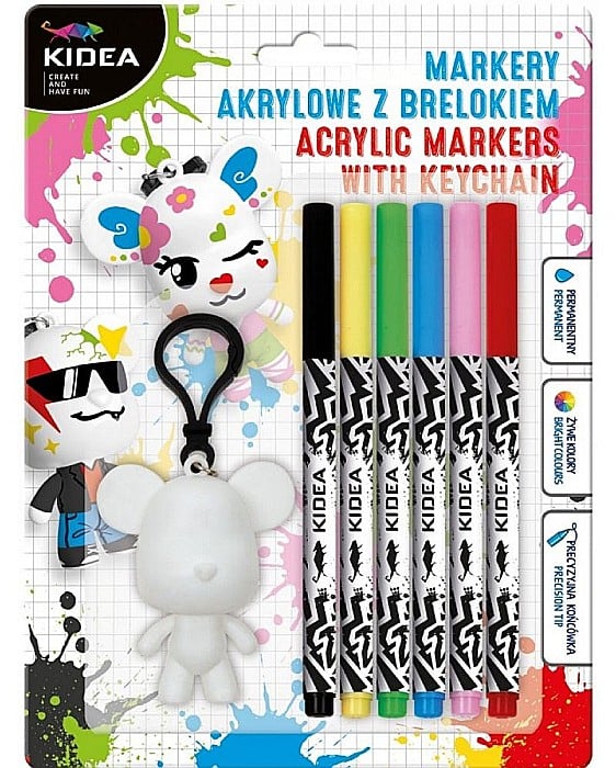 DE MARKER CU VOPSEA ACRILICA 6 CULORI/SET + BRELOC KIDEA MABBKA [1]