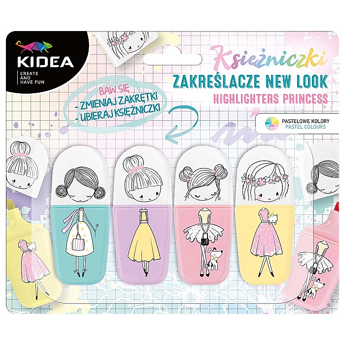 DE TEXTMARKER 4/SET CULORI PASTEL PRINCESS NEW LOOK KIDEA ZKNLKA [1]
