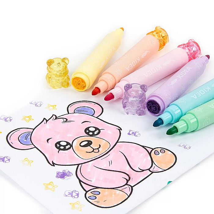DE MARKER 2 CAPETE 6 CULORI  PASTEL + 6 STAMPILE KIDEA FSM6KA [4]