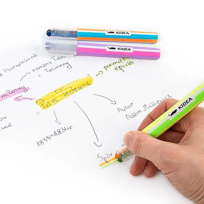 DE TEXTMARKER 2 IN 1 CU UN CAPAT SI DOUA CULORI SEPARATE PENTRU LINII DUBLE KIDEA Z2W1KA [2]