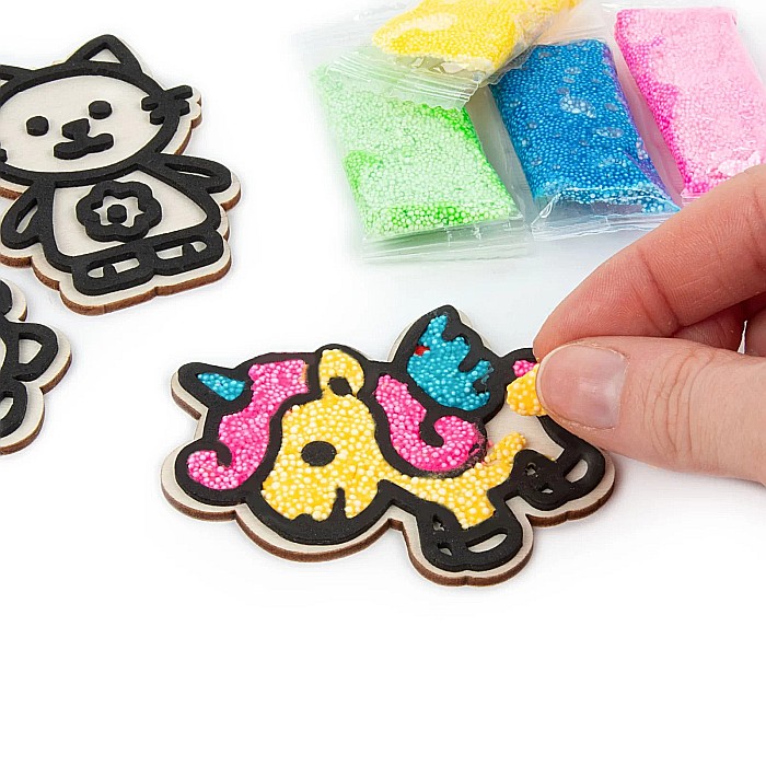 DE SET CREATIV 3 PANDANTIVE LEMN + SPUMA 4 CULORI FRIENDS KIDEA ZMPFKA [2]