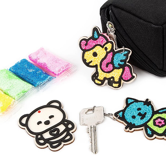 DE SET CREATIV 3 PANDANTIVE LEMN + SPUMA 4 CULORI FRIENDS KIDEA ZMPFKA [4]