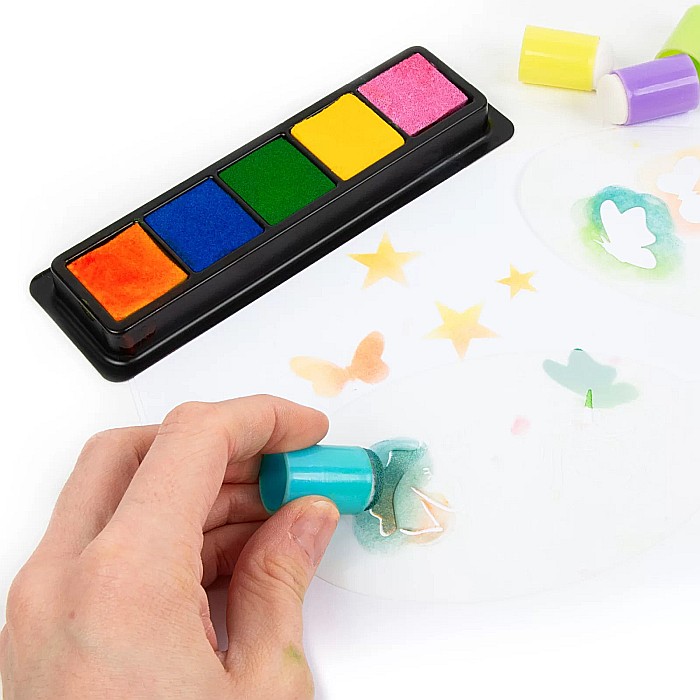 DE STAMPILE 5 CULORI/SET CU SABLOANE SI BURETE APLICATOR KIDEA SCSKA [3]