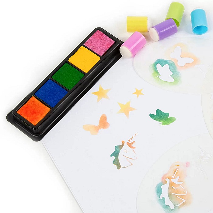 DE STAMPILE 5 CULORI/SET CU SABLOANE SI BURETE APLICATOR KIDEA SCSKA [5]