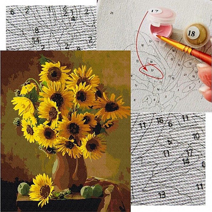 AS PANZA PICTURA PE NUMERE 40*50CM CU VOPSELE SI PENSULE, FLOAREA SOARELUI 801022901 [1]