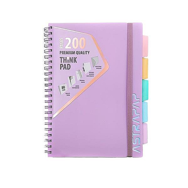 AS CAIET A4 PP SPIRA 200F CU ELASTIC, RIGLA SI 5 SEPARATOARE, PASTEL PATRATELE 107023003 [1]