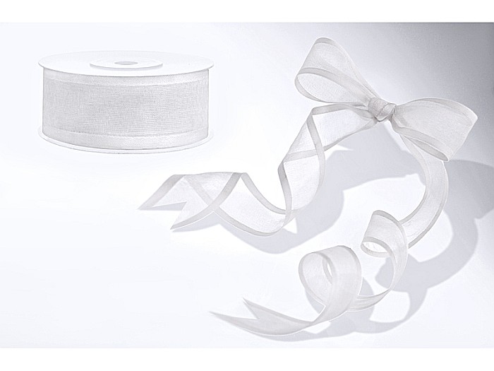 PD BANDA CHIFFON Ribbon chiffon, white, 25mm/25m TSZB25-008 [2]