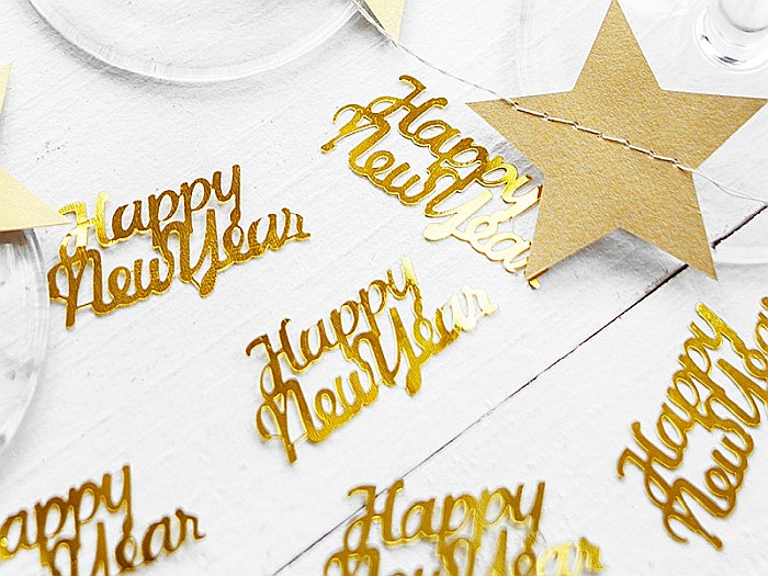PD CONFETTI Happy New Year, gold, 4 x 2cm, 3g  KONS43 [7]