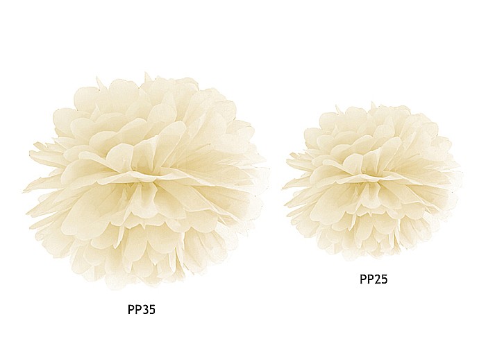 PD POMPOM HARTIE MATASE, Tissue paper Pompom, cream, 25cm PP25-079 [2]