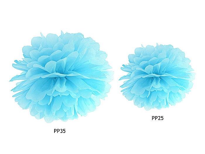 PD POMPOM HARTIE MATASE, Tissue paper Pompom, sky-blue, 25cm PP25-011 [2]