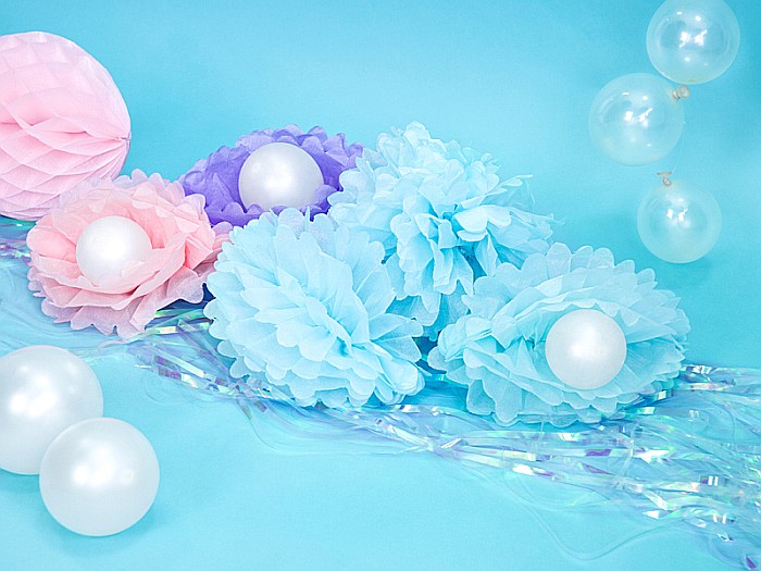 PD POMPOM HARTIE MATASE, Tissue paper Pompom, sky-blue, 25cm PP25-011 [4]