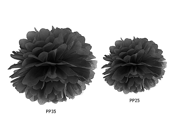 PD POMPOM HARTIE MATASE, Tissue paper Pompom, black, 25cm PP25-010 [2]