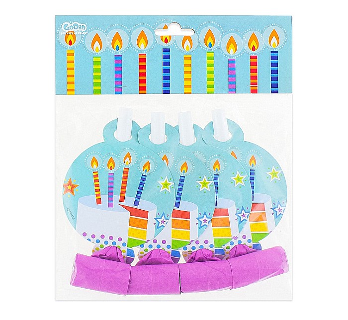 GOD FLUIERE DIN HARTIE PARTY CU MEDALION COLOURFUL PARTY 4/SET PF-GPMKB [2]