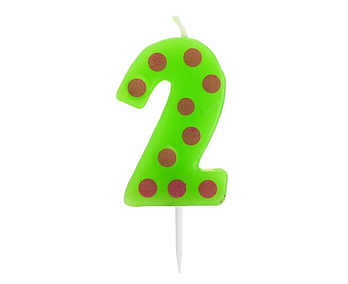 GOD LUMANARI TORT Number 2, pick candle dots, 6cm SWCG2-MM [2]