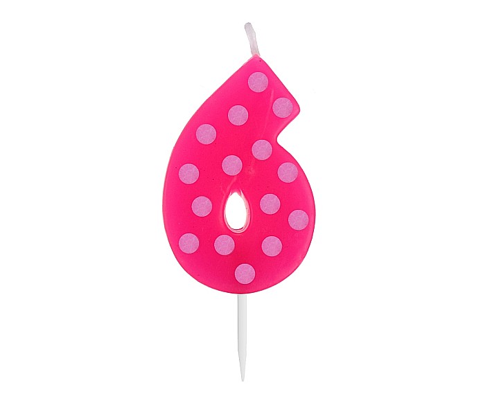 GOD LUMANARI TORT Number 6, pick candle dots, 6cm SWCG6-MM [2]
