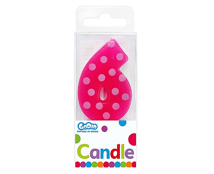 GOD LUMANARI TORT Number 6, pick candle dots, 6cm SWCG6-MM [3]