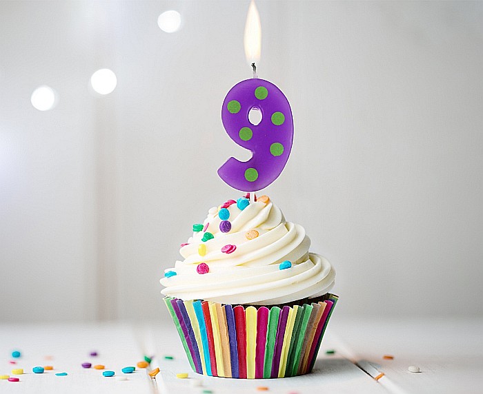 GOD LUMANARI TORT Number 9, pick candle dots, 6cm SWCG9-MM [1]