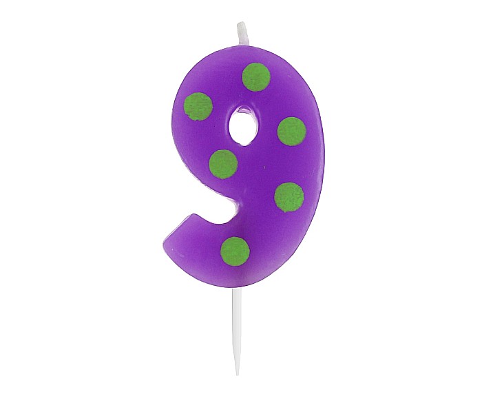 GOD LUMANARI TORT Number 9, pick candle dots, 6cm SWCG9-MM [2]