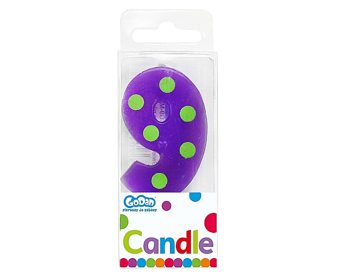 GOD LUMANARI TORT Number 9, pick candle dots, 6cm SWCG9-MM [3]