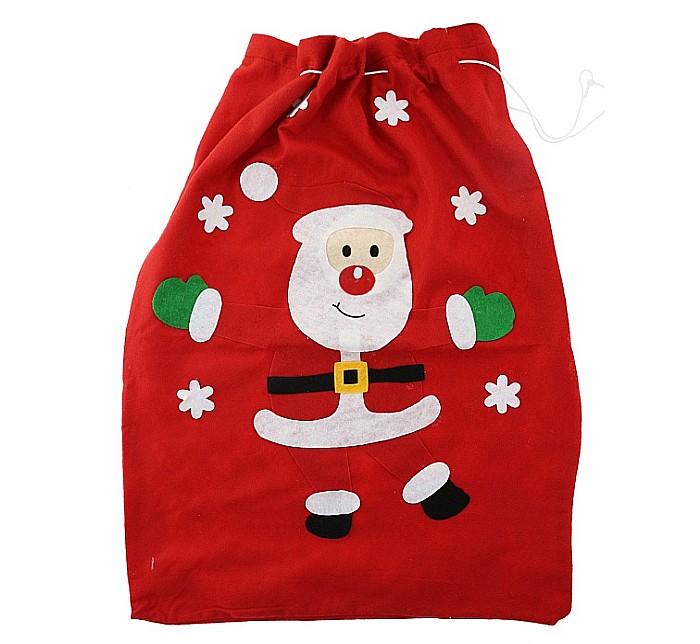 GOD SAC MOS CRACIUN Red felt sack with Santa and snow, 50*70cm NW-WORM [1]