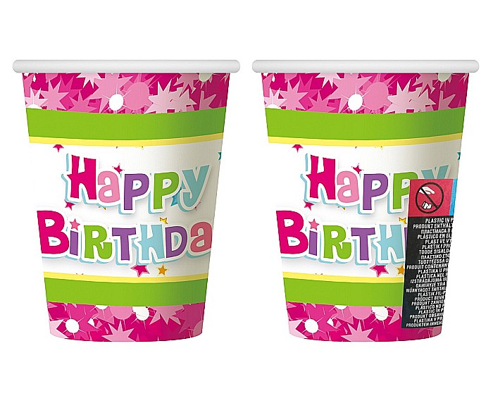 GOD PAHARE CARTON Happy Birthday, pink, 270ml 6/set PF-KHBR [1]