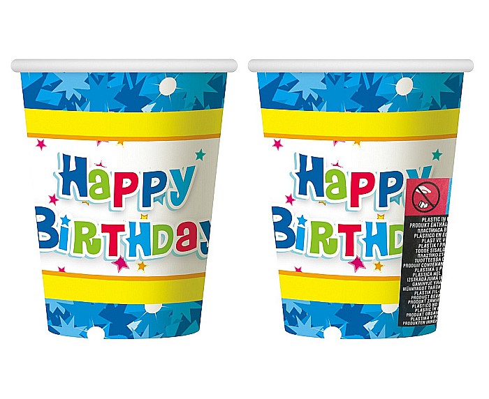 GOD PAHARE CARTON Happy Birthday, blue, 270ml 6/set PF-KHBN [1]