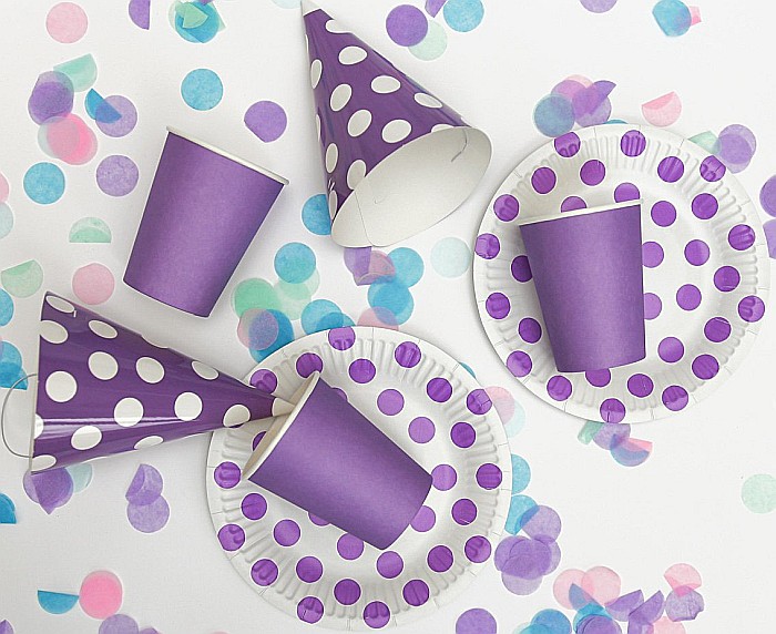 GOD COIF DIN CARTON Paper hats Polka Dots, lavender, 6/set PF-CGL6 [1]