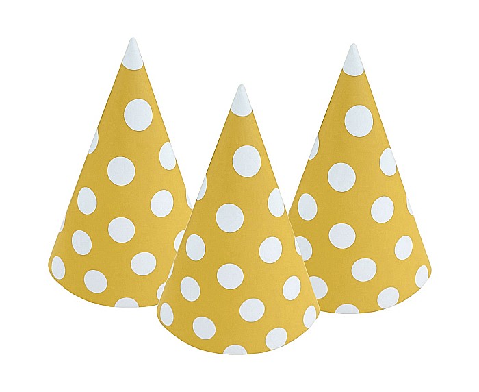 GOD COIF DIN CARTON Paper hats Polka Dots, yellow, 6/set PF-CGZ6 [1]