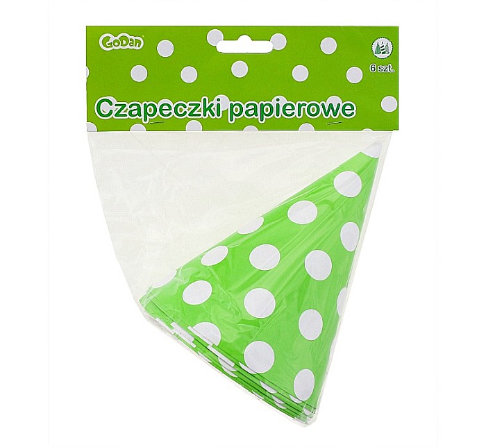 GOD COIF DIN CARTON Paper hats Polka Dots, pistachio, 6/set PF-CGP6 [2]