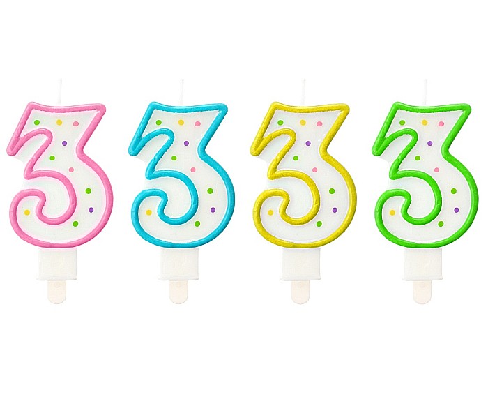 GOD LUMANARE TORT Number 3, with dots, 7.5cm PF-SCK3 [1]