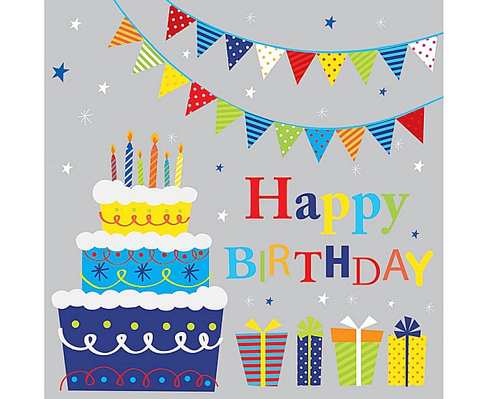 GOD SERVETELE 33*33CM 20/SET B-DAY CAKE WITH GIFTS AND GARLANDS SD_OG_038301 [1]