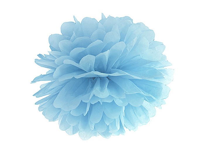 PD POMPOM HARTIE MATASE, Tissue paper Pompom, light misty blue, 25cm PP25-093J [1]