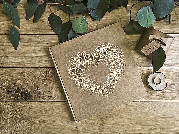 PD CARTE DE OASPETI 20.5*20.5CM 22F COPERTA KRAFT CU ORNAMENT AURIU KWAP48 [3]