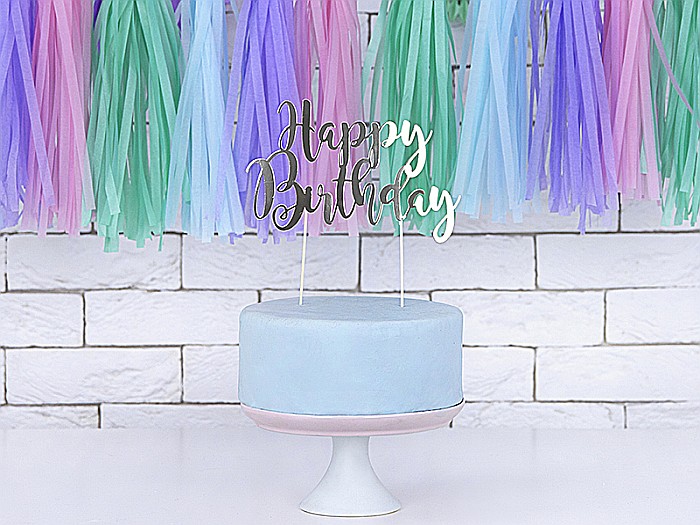 PD DECORATIUNI PENTRU TORT Happy Birthday, silver, 22.5cm KPT11-018M [3]