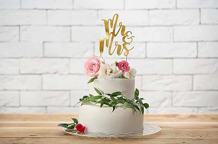 PD DECORATIUNI PENTRU TORT Mr&Mrs, gold, 25,5cm KPT10-019M [1]