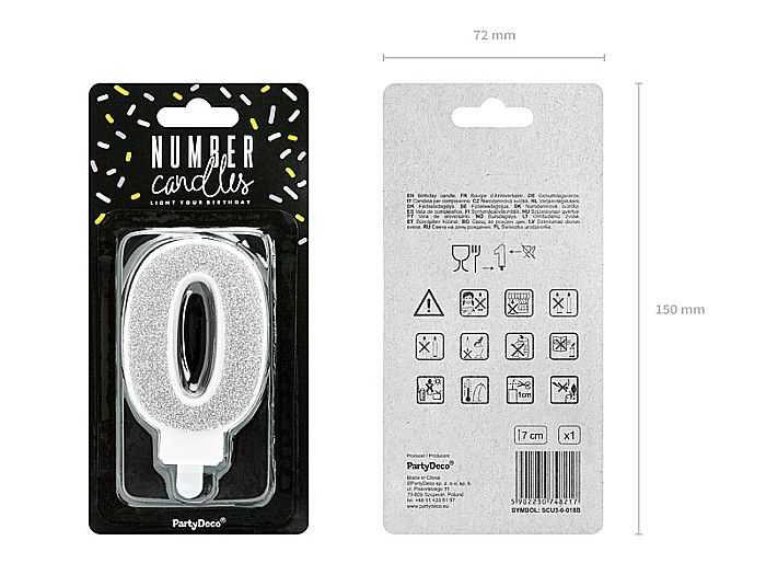 PD LUMANARI TORT Number 0, silver, 7cm SCU3-0-018B [2]