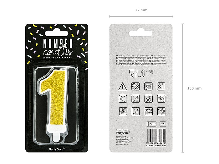 PD LUMANARI TORT Number 1, gold, 7cm SCU3-1-019B [2]